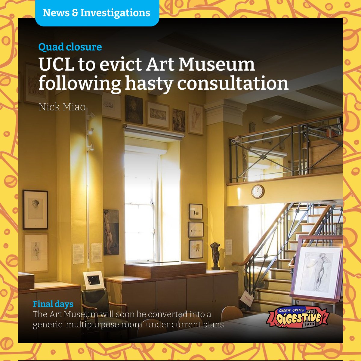 The UCL Art Museum is being ‘evicted’ by the University in a ‘hugely sensitive and problematic’ move that has angered students, academics, and museum staff alike, writes <a href="/nickcwmiao/">Nick Miao</a>.

⬇️Read the full story here
cheesegratermagazine.org/2024/10/27/qua…