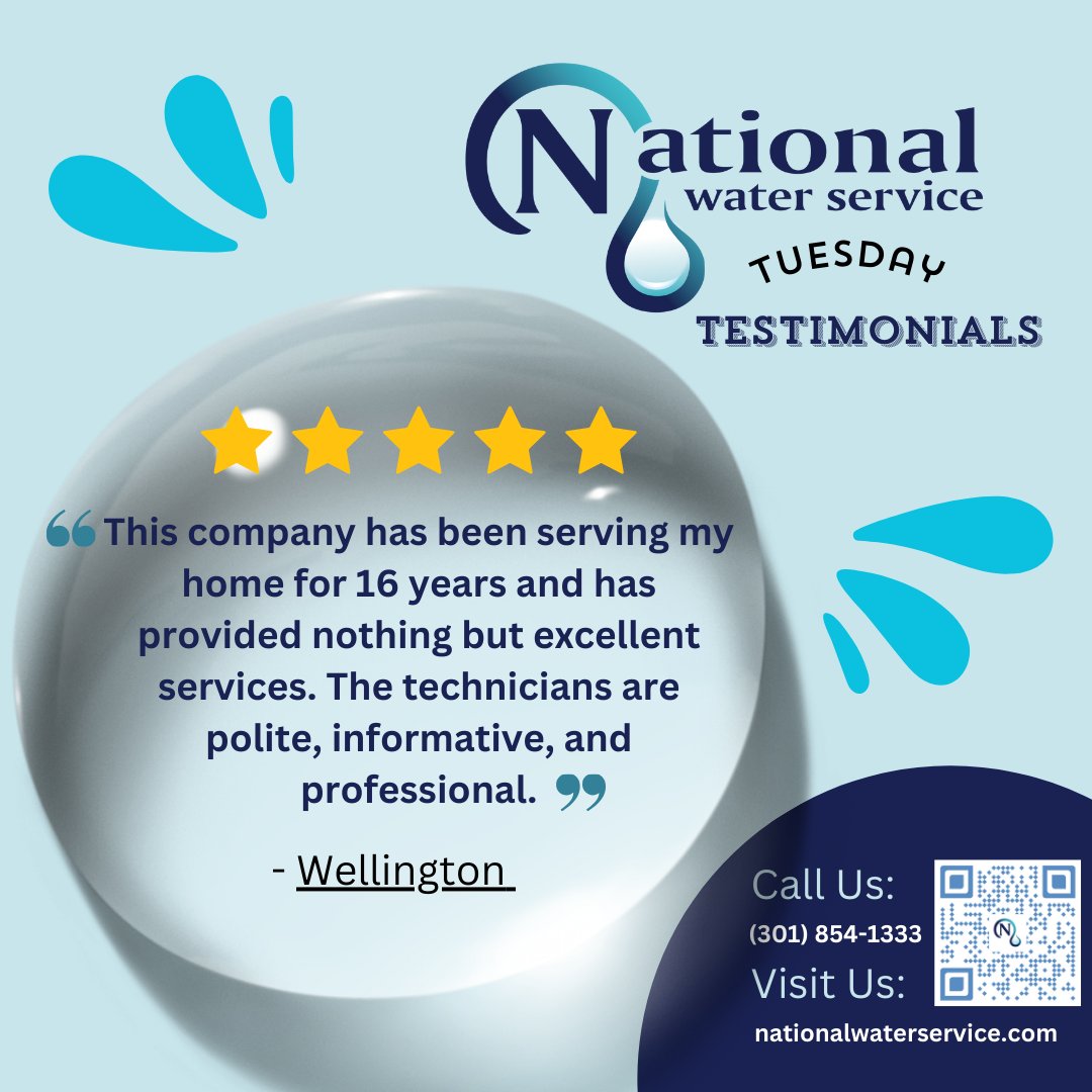 N_W_S_C's tweet image. Thank you Mr. Wellington for allowing National Water to ensure your families water is flowing, safe &amp;amp; clean for the past 16 years!!

How can we be of service to you? 

#happycustomer #customerservice #repeatcustomer #watertreatment #5starreview #wateritswhatwedo