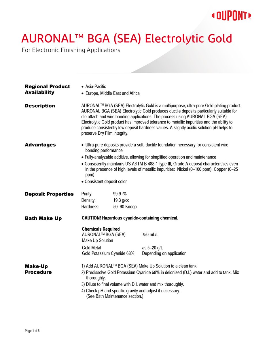 AGasE_M's tweet photo. Below are details on Auronal BGA. This ultra-pure Gold plating product produces ductile deposits that are particularly suitable for die attach and wire bonding.
For more info please email Mark.Nicholls@agas.com or visit our website
#agasem #gold #plating #dieattach #wirebonding https://t.co/aUehHWcRIb