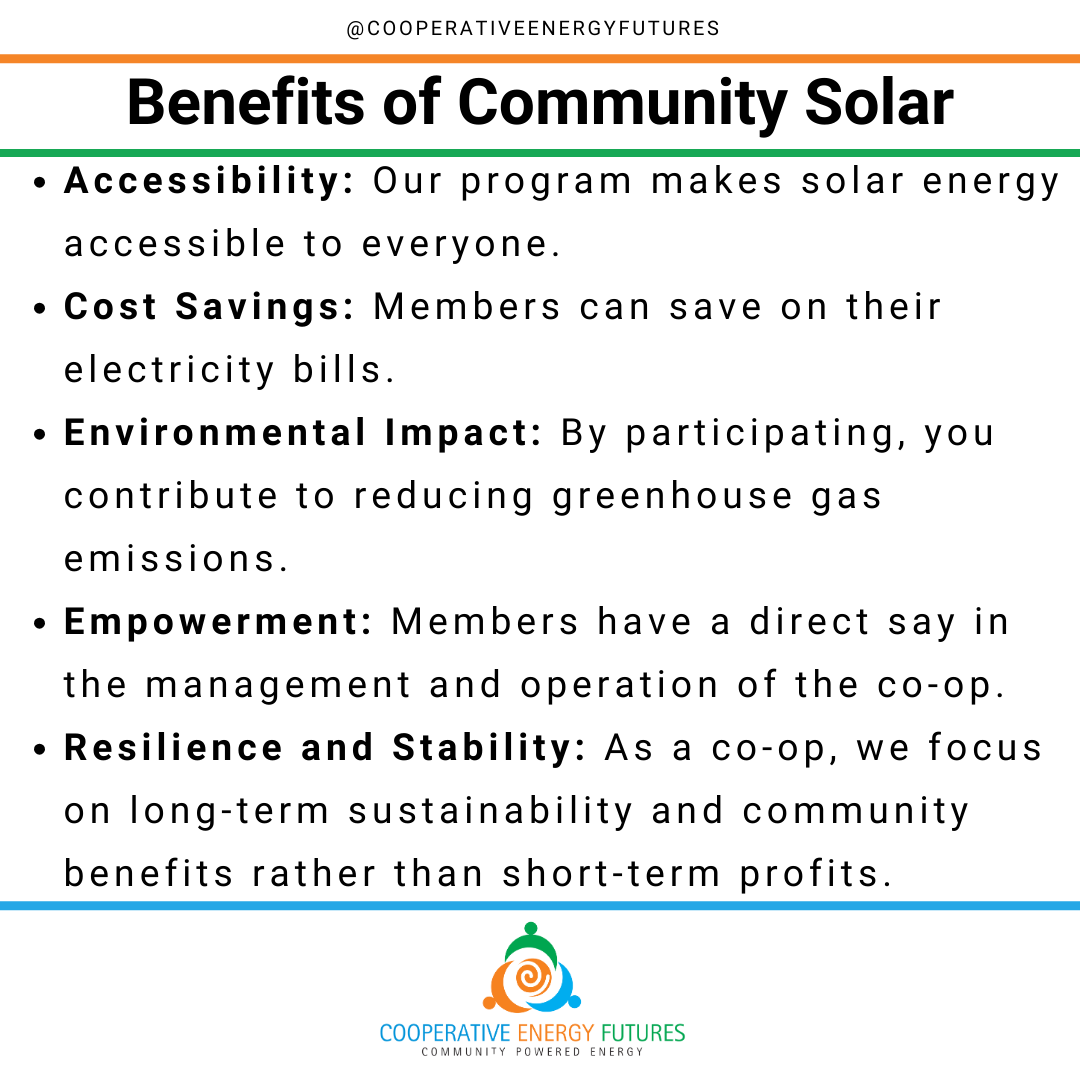 Discover the benefits of community solar! 🌞 Interested in saving money on your electric bill while becoming a member/owner of our cooperative? Hit the link in our bio to subscribe to one of our solar gardens today!

 #CommunitySolar #JoinUs