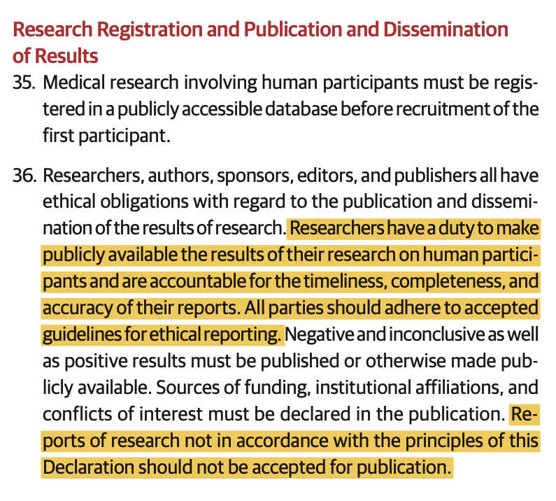 2024 revision to the Declaration of Helsinki <a href="/JAMA_current/">JAMA</a> highlights the importance of completeness &amp; accuracy of study reports + adhere to accepted guidelines for reporting

jamanetwork.com/journals/jama/…

Visit our guideline repository at the EQUATOR Network
equator-network.org