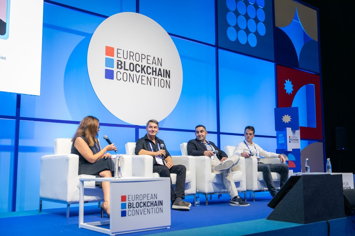 EBlockchainCon's tweet photo. During #EBC10, @Laurence_web3  (@BSV_Assn ), Ionut Corduneanu (@ThermeGroup), Whit Dhamer (@DeltaMiningCo), and @AydinKilicHIVE @HIVEDigitalTech) took the stage to discuss the real impact of AI in Web3. 

They shared their journeys from blockchain projects to integrating AI, highlighting the performance gains and challenges they encountered in merging these technologies.

Relive this fascinating discussion here: https://t.co/jWycfFw8g0