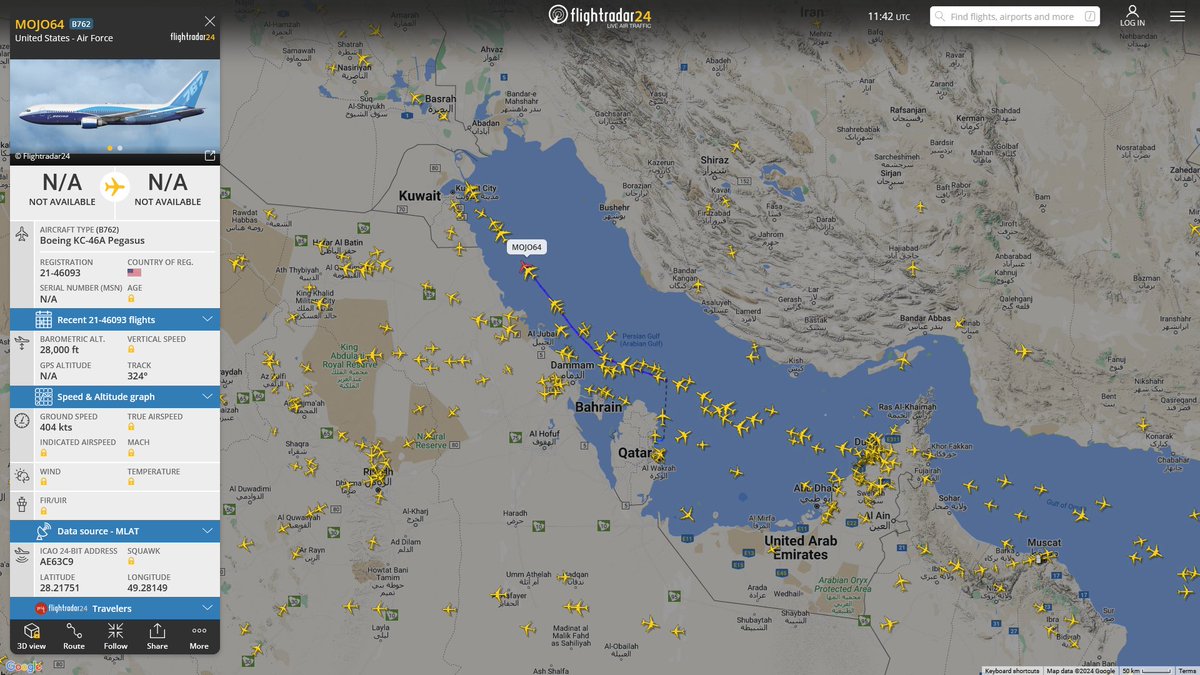 AIYeyENGDdJkjTr's tweet photo. Oct. 29 2024
#Al-Udeid Air Base #Iraq
#MOJO64 #AE63C9 USAF KC-46A Pegasus
#NoCALLSIGN #AE0596 USAF KC-135T Stratotanker
#NoCALLSIGN #AE0238 USAF KC-135R Stratotanker
#NoCALLSIGN #AE04A3 USAF KC-135R Stratotanker
#PYTHN14 #AE07AB USAF KC-135R Stratotanker https://t.co/EWMxOEAmU7