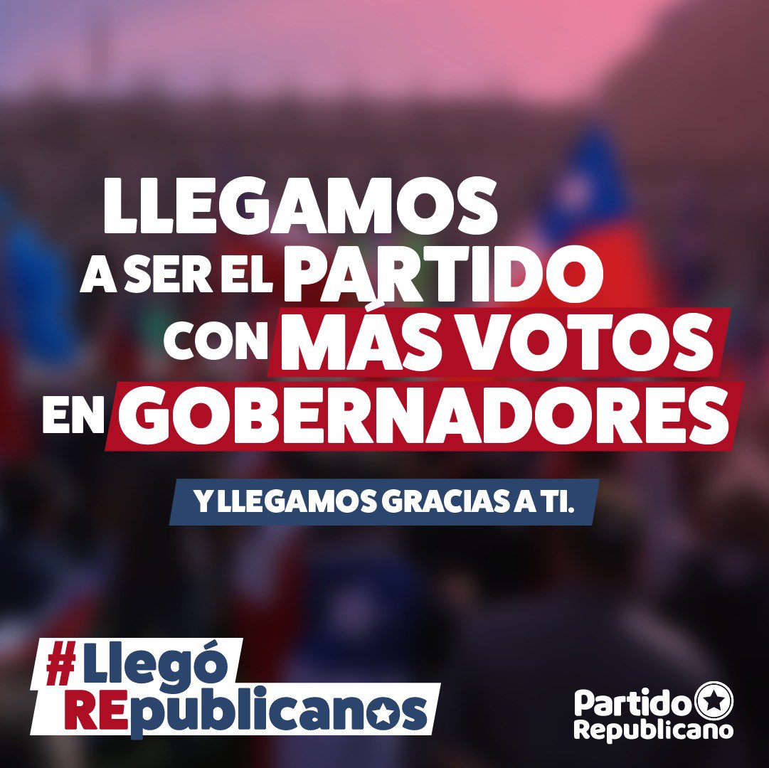 fdopena's tweet photo. #LlegóREpublicanos En Biobío el Partido Republicano eligió 7 CORES, 26 concejales y 1 alcalde. Sin dudas, un gran resultado. Somos una fuerza política emergente y que seguirá creciendo. 

Agradecemos a quienes confiaron en nosotros 🗳️🇨🇱 https://t.co/dIohGonfyI