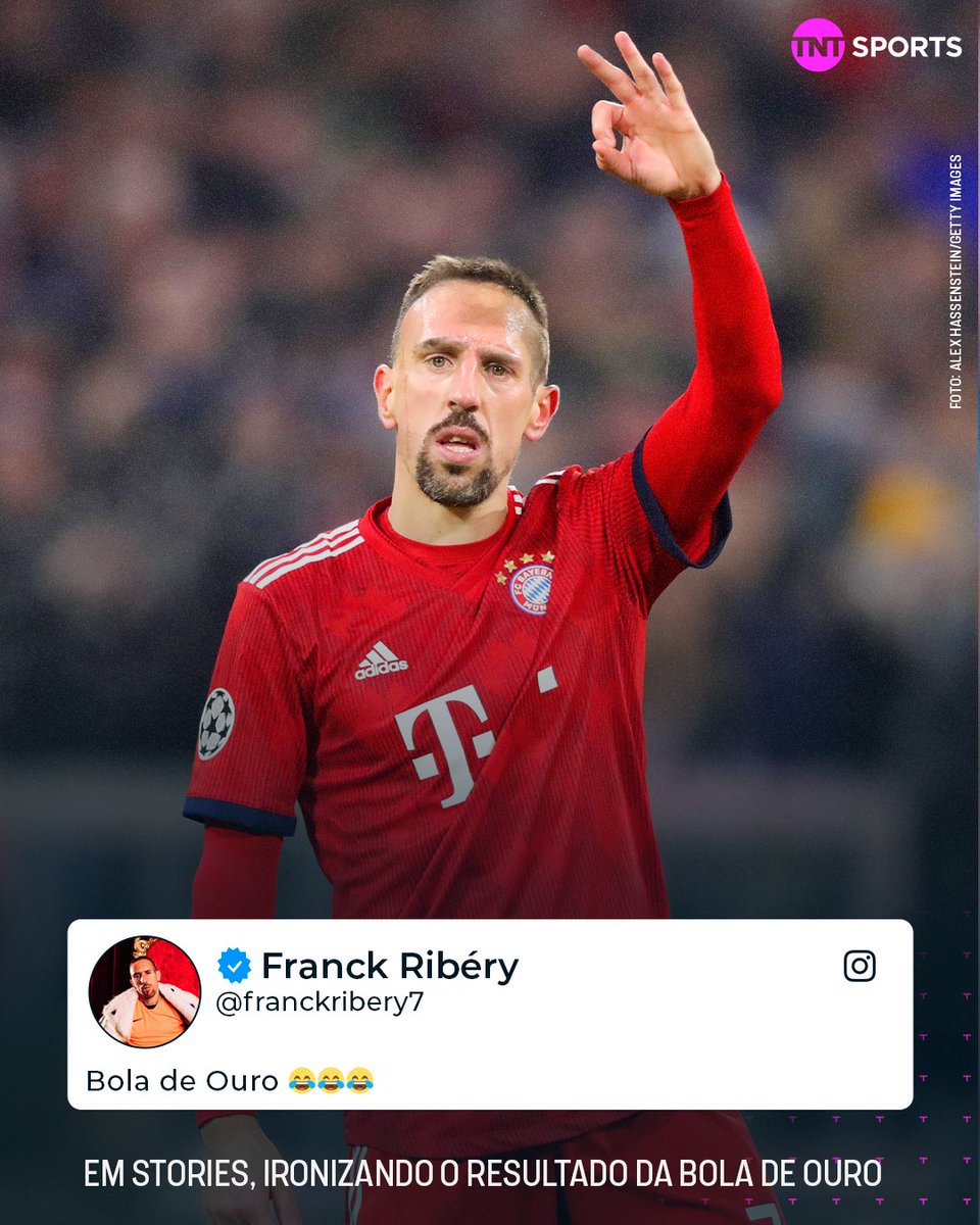 Ídolo do Bayern de Munique, Ribéry foi mais um jogador que não concordou com os resultados da Bola de Ouro... O francês postou stories com o texto: "Bola de Ouro 🤣🤣🤣"...