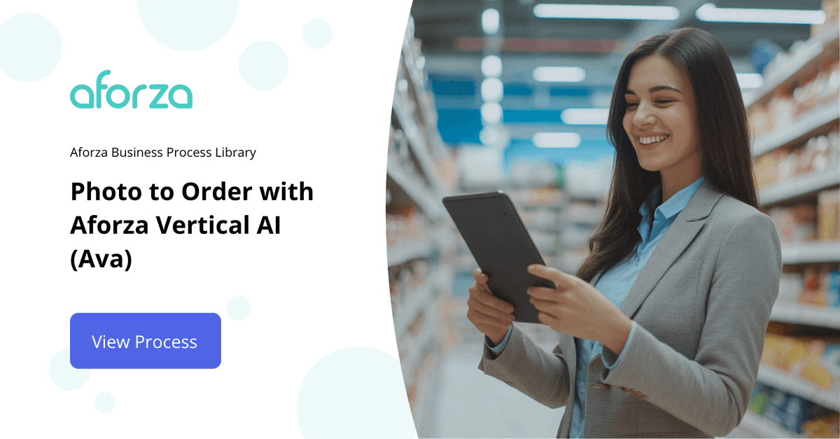 aforzaHQ's tweet image. We recently showcased 3 key use cases of Aforza #VerticalAI - now live in the Aforza #BusinessProcessLibrary!📚 

The Photo to Order process uses in-store images &amp;amp; #AI to simplify stock checks, cut manual tasks, &amp;amp; optimize promotions.  Learn more: aforza.com/photo-to-order/
