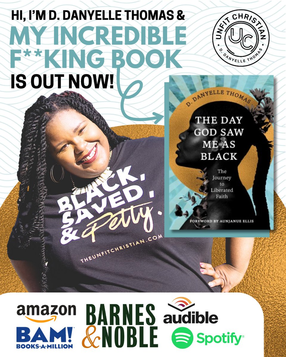 UnfitChristian's tweet photo. I DID IT! My book is out NOW! 

The Day God Saw Me as Black is a my genre-defying, cultural critique of white supremacy in the Black Church. It’s my what could be if we stopped denying ourselves — and each other — full liberation. With foreword by Aunjanue Ellis-Taylor. https://t.co/ADj1oOfTJ7