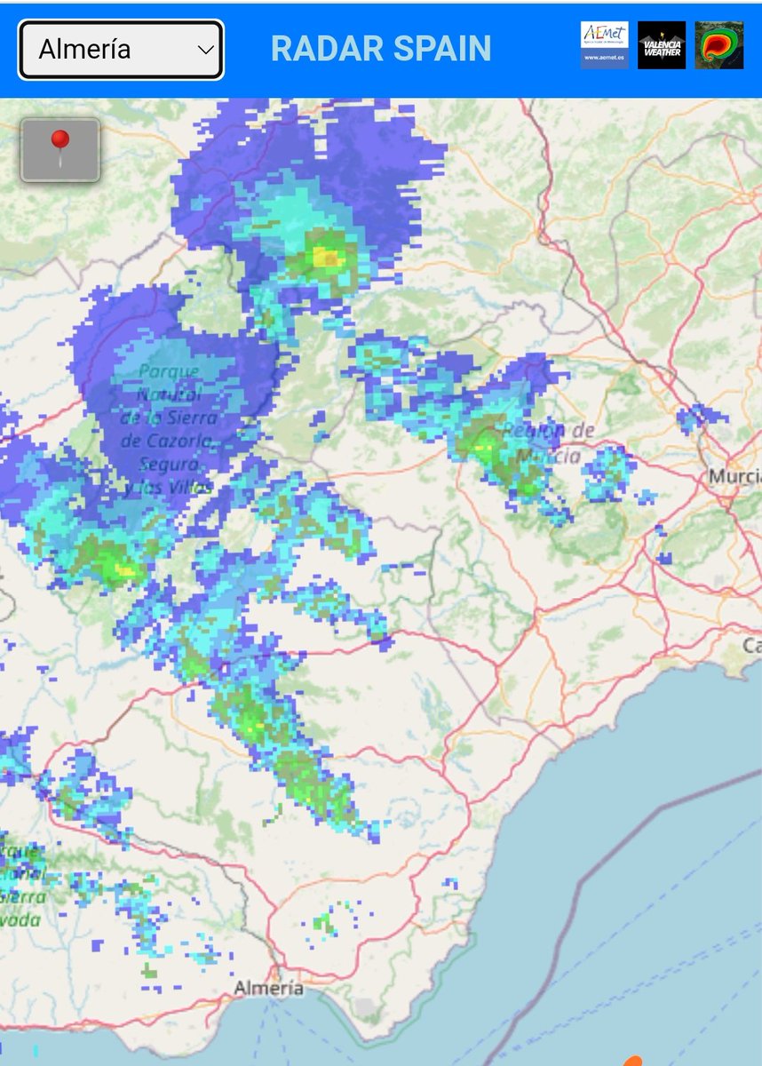 MeteoChatSE's tweet photo. La DANA ha quedado ligeramente más al oeste de lo previsto. En el Sureste con esta situación la componente SE es muy marcada y eso no favorece lluvias generalizadas. Lluvias por realce orografico de la componente SE 🔵Valle del Almanzora: >100 mm
🔵Noroeste (MU): >150 mm https://t.co/RPKuwtq2RD