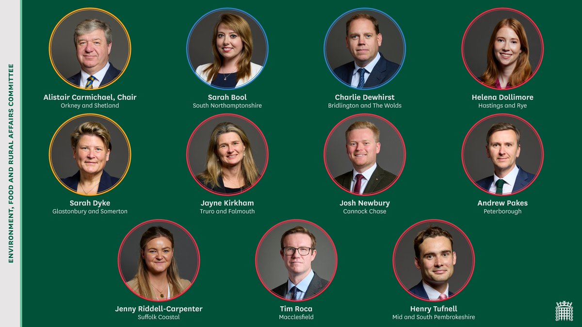 The following MPs have been appointed to the EFRA Committee and our business can now begin.

Find out more: committees.parliament.uk/committee/52/e…