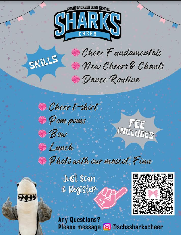 ShadowCreekHS's tweet photo. Calling all future cheerleaders!  SCHS Cheer is hosting a mini cheer camp this Saturday.  Registration: https://t.co/mrJwtBwLCL https://t.co/WmaFjwaSd3