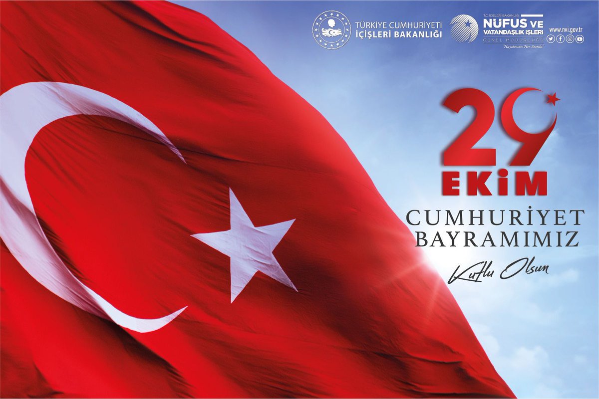Cumhuriyetimizin kurucusu Gazi Mustafa Kemal Atatürk başta olmak üzere milli mücadelenin tüm kahramanlarını saygı, minnet ve rahmetle anıyoruz.

29 Ekim Cumhuriyet Bayramımız kutlu olsun.🇹🇷🇹🇷🇹🇷