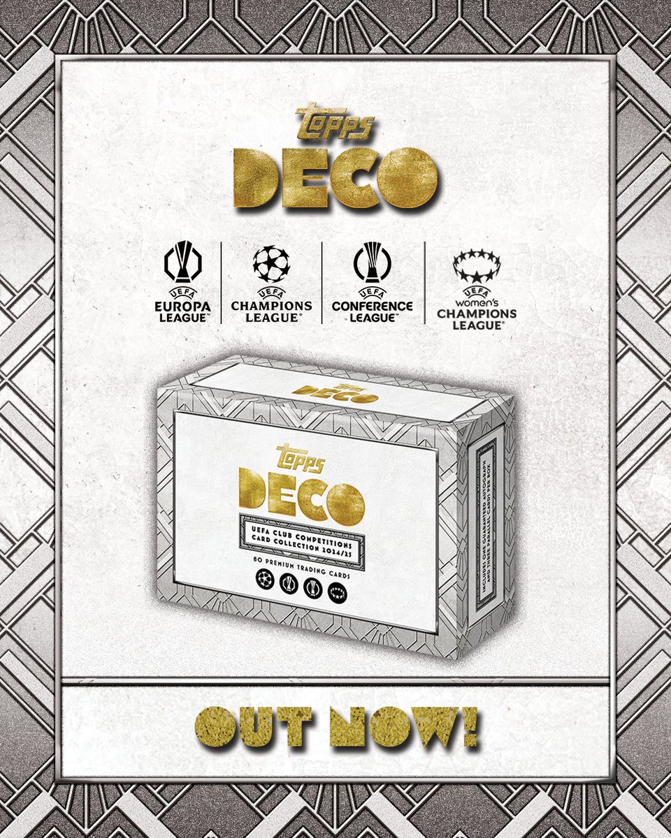 Topps_UK's tweet image. ✨ UCC DECO 2️⃣0️⃣2️⃣4️⃣ is OUT NOW! ✨

Get your entries in via @eqlofficial 🎟️

Access to the draw is open for 2️⃣4️⃣hrs ⏰

🔗 launchesuk.topps.com/en-GB/launch

This collection is exclusive to topps.com Europe and features the biggest players from all of UEFA’s Club…