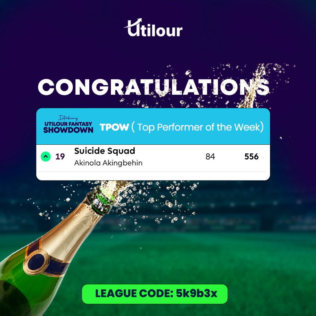 myutilour's tweet photo. Congrats to our Utilour FPL top performer! 🎉 His winning move? No transfers! Sometimes, the best investment is holding steady. How do you play it? ⚽💼 #UtilourTopPerformer #FPL #NoTransfers #SmartMoves #FinanceAndFantasy #InvestSmart #UtilourXFinance #FPLStrategy https://t.co/BnRvbFqRXm