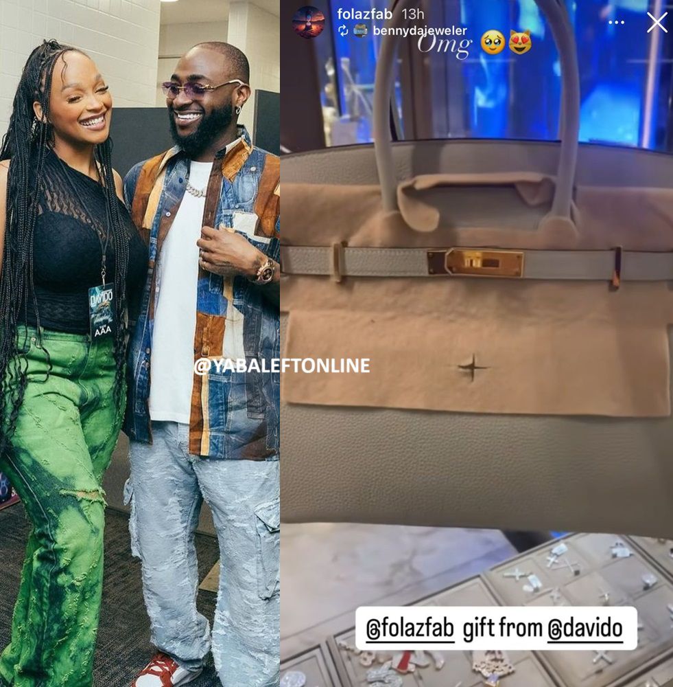 Davido gifts his cousin Fola a Hermes bag worth millions of naira.