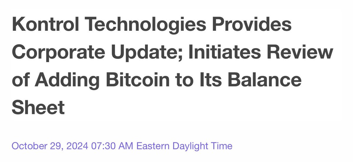 It’s Coming… Canadian Micro Cap <a href="/KontrolGroup/">Kontrol Technologies Corp.</a> reviewing #Bitcoin on Balance Sheet! 🙌

youtu.be/-nOt7iVgNaY