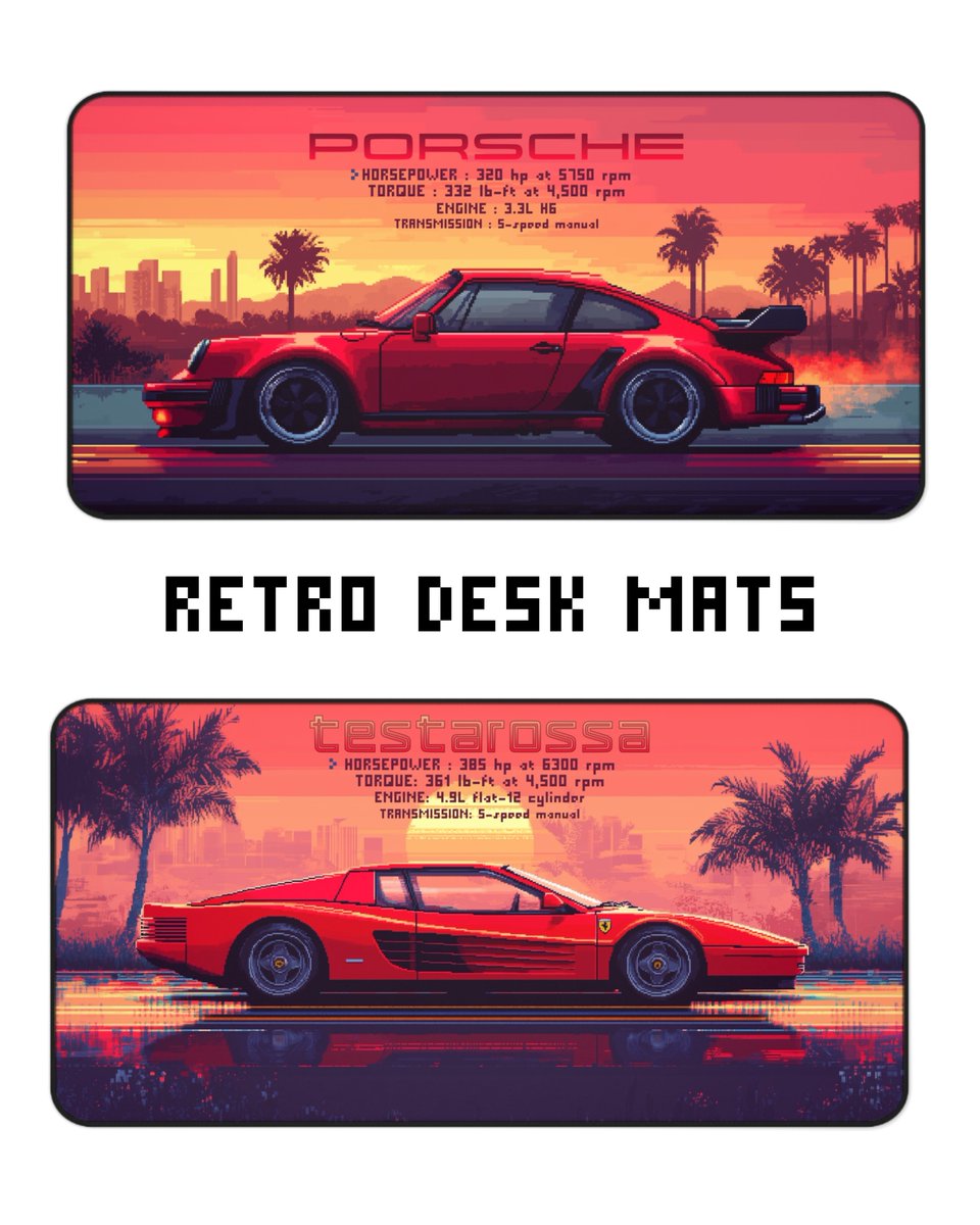 HighSpeedDesign's tweet image. Retro Desk Mats Available Now @ HighSpeedDesignCo. #porsche #nsx #acura #M3 #BMW #ferrari #testarossa #lamborghini #countach #RETROGAMING #GamingVibes