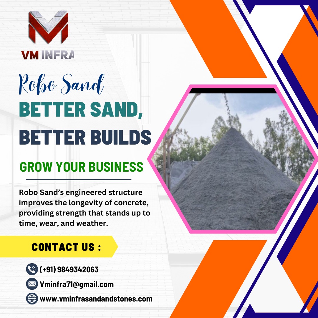 infra_vm's tweet image. VM Infra offers premium-quality robo sand, ideal for construction projects that demand durability and sustainability. #VMInfra #RoboSand #ConstructionMaterials #QualityAssurance