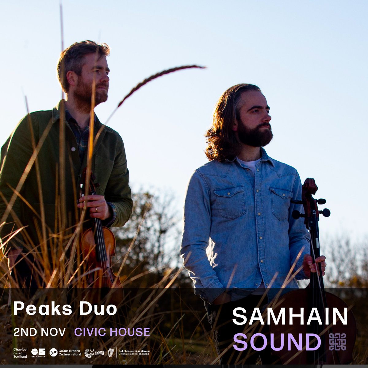 Chamber Music Scotland (@chambermusicsct) on Twitter photo Peaks is the musical partnership between violinist George Smith & cellist Duncan Strachan, one half of <a href="/MaxwellQuartet/">Maxwell Quartet</a> 💫They will join the incredible line-up of Samhain Sound, 2nd Nov, Civic House Glasgow.
📢 Tickets are now sold out. Waitlist available: tr.ee/2q6u2qixXJ Peaks is the musical partnership between violinist George Smith & cellist Duncan Strachan, one half of <a href="/MaxwellQuartet/">Maxwell Quartet</a> 💫They will join the incredible line-up of Samhain Sound, 2nd Nov, Civic House Glasgow.
📢 Tickets are now sold out. Waitlist available: tr.ee/2q6u2qixXJ