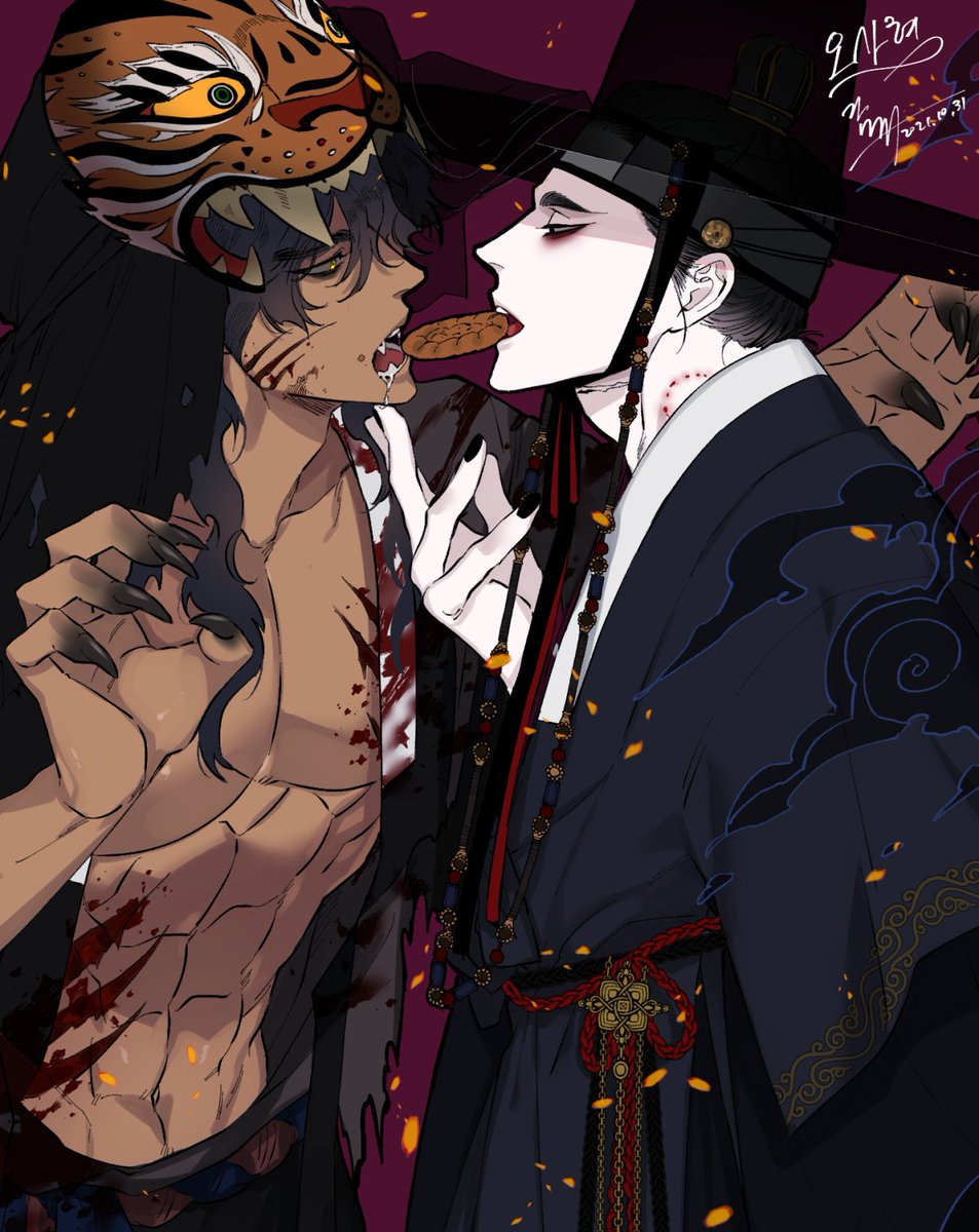 myahjuicy's tweet image. Happy halloween bwat girlies!! (the queen drew it in 2021) 🐯💥❤️‍🔥