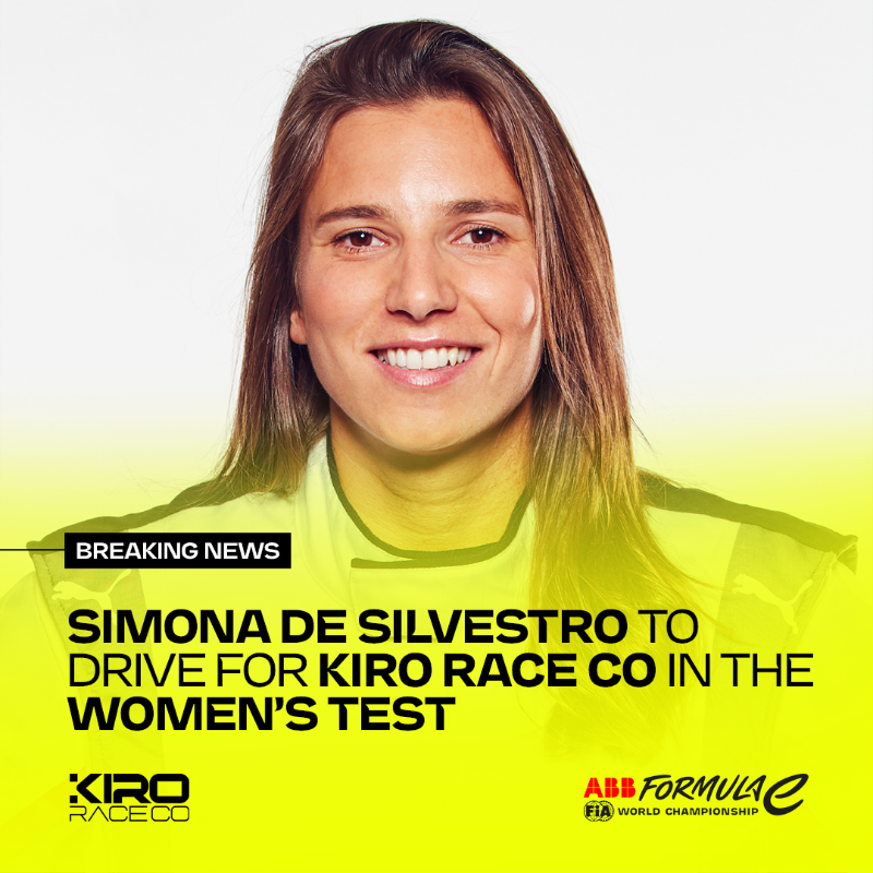 FIAFormulaE's tweet photo. 🚨 BREAKING NEWS 🚨

@simdesilvestro will drive for @KiroRaceCo in the Women’s Test next week! ⚡️

Read more 👇
