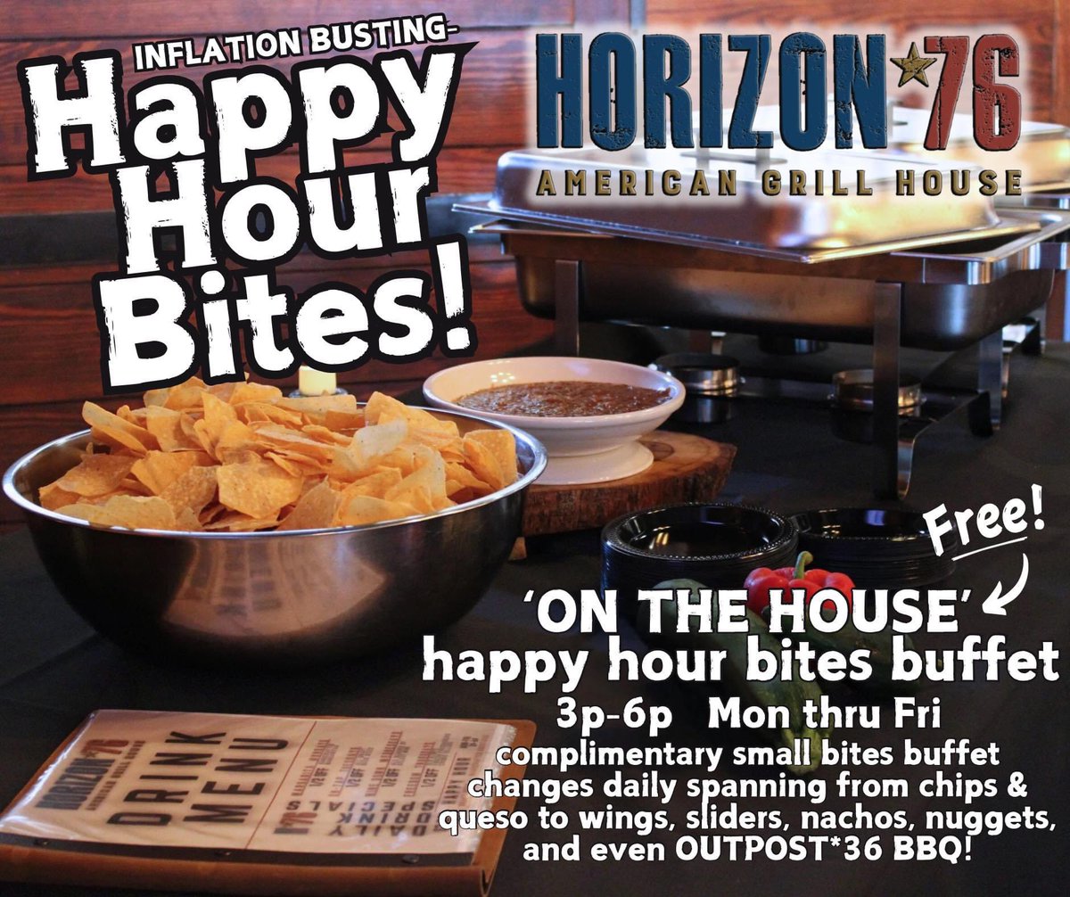 horizon76.com
Keller Texas- We’re literally giving food away every Monday thru Friday 3p~6p plus amazing drink specials. #freefood #kellertexas #drinkspecials #localbusiness #happyhours