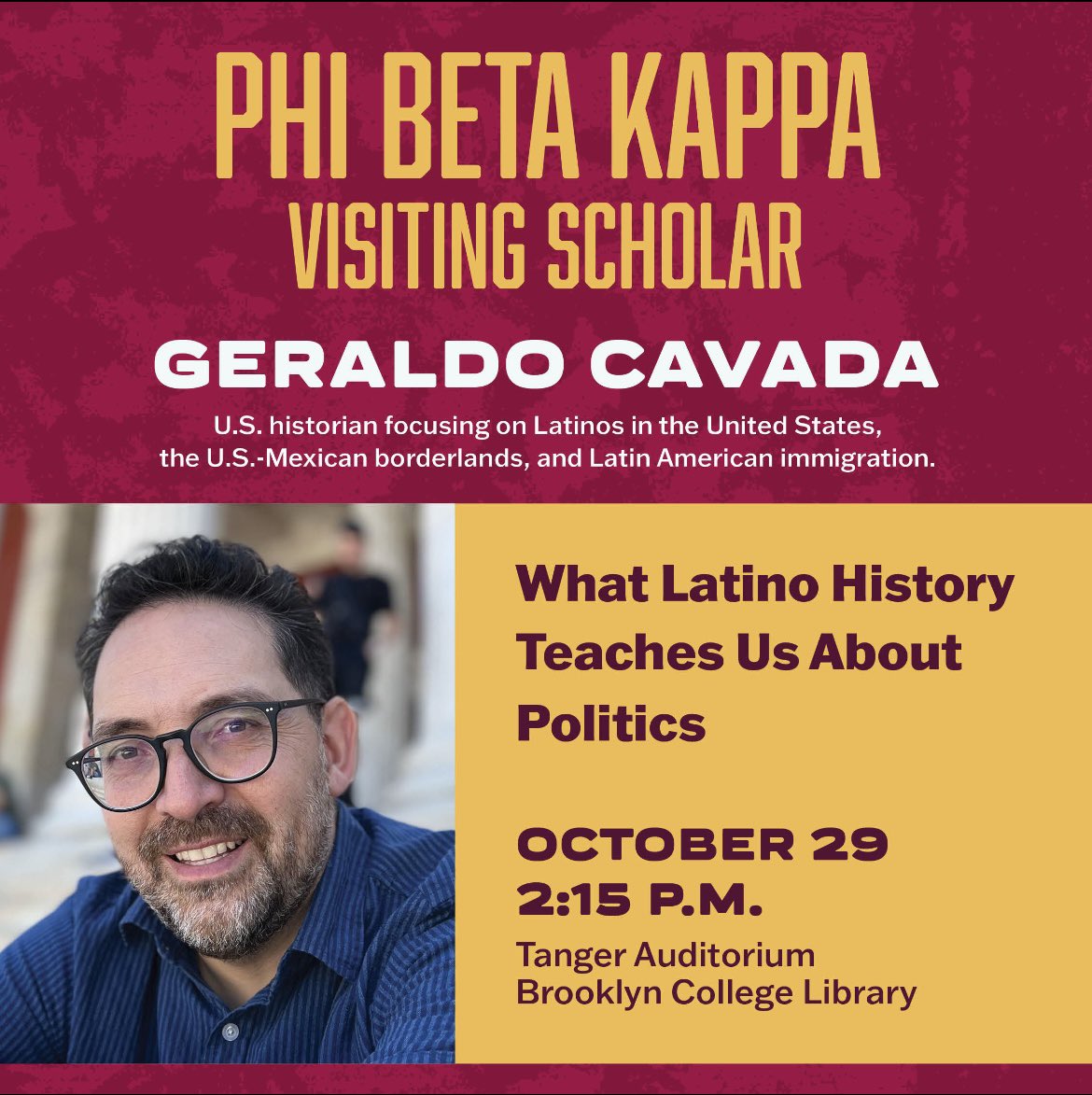 The Wolfe Institute for the Humanities (@wolfe_institute) on Twitter photo TODAY: Join us at 2:15pm Prof. Cadava’s important pre-election lecture. Reception to follow. <a href="/BCThinkers/">Brooklyn College Critical Thinkers</a> <a href="/BCPoliSci/">Political Science at Brooklyn College</a> <a href="/BC_PRLS/">Brooklyn College Puerto Rican and Latino Studies</a> <a href="/ISSOBC/">Brooklyn College Immigrant Student Success Office</a> <a href="/HistoryDept_BC/">Brooklyn College History Department</a> <a href="/bcphildept/">BC Philosophy Dept.</a> <a href="/BC_AfricanaDept/">Africana Studies - Brooklyn College</a> <a href="/SociologyBc/">BC/CUNY Sociology</a> <a href="/BCLibrary/">Bklyn Coll Library</a> <a href="/gerry_cadava/">Geraldo Cadava</a> <a href="/PhiBetaKappa/">Phi Beta Kappa</a> <a href="/BklynCollege411/">Brooklyn College</a> <a href="/BkCollegeAlumni/">Brooklyn College Alumni Engagement</a> TODAY: Join us at 2:15pm Prof. Cadava’s important pre-election lecture. Reception to follow. <a href="/BCThinkers/">Brooklyn College Critical Thinkers</a> <a href="/BCPoliSci/">Political Science at Brooklyn College</a> <a href="/BC_PRLS/">Brooklyn College Puerto Rican and Latino Studies</a> <a href="/ISSOBC/">Brooklyn College Immigrant Student Success Office</a> <a href="/HistoryDept_BC/">Brooklyn College History Department</a> <a href="/bcphildept/">BC Philosophy Dept.</a> <a href="/BC_AfricanaDept/">Africana Studies - Brooklyn College</a> <a href="/SociologyBc/">BC/CUNY Sociology</a> <a href="/BCLibrary/">Bklyn Coll Library</a> <a href="/gerry_cadava/">Geraldo Cadava</a> <a href="/PhiBetaKappa/">Phi Beta Kappa</a> <a href="/BklynCollege411/">Brooklyn College</a> <a href="/BkCollegeAlumni/">Brooklyn College Alumni Engagement</a>