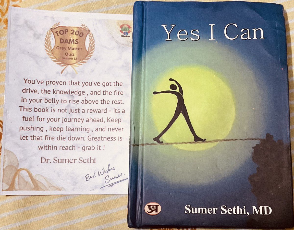 Harsh_Kumar4600's tweet photo. Thank you Dr @sumersethi sir and DAMS for this inspirational prize.
It's my pleasure to take part and perform in the #Grey_Matter_NationalQuiz .
I surely will keep The Fire In My Belly alive.
Special thanks to
@deepti_bahl mam
@dr_tushar_mehta sir https://t.co/LE6dtzo4R4