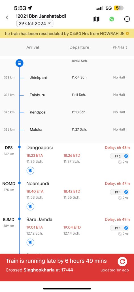 _tiwarijee's tweet photo. Pathetic Indian Railway even after complaining several times still no improvement in time.They are allowinggoods train but not this train to pass@RailwaySeva @RailMinIndia @AshwiniVaishnaw https://t.co/l0uZsTA9AJ