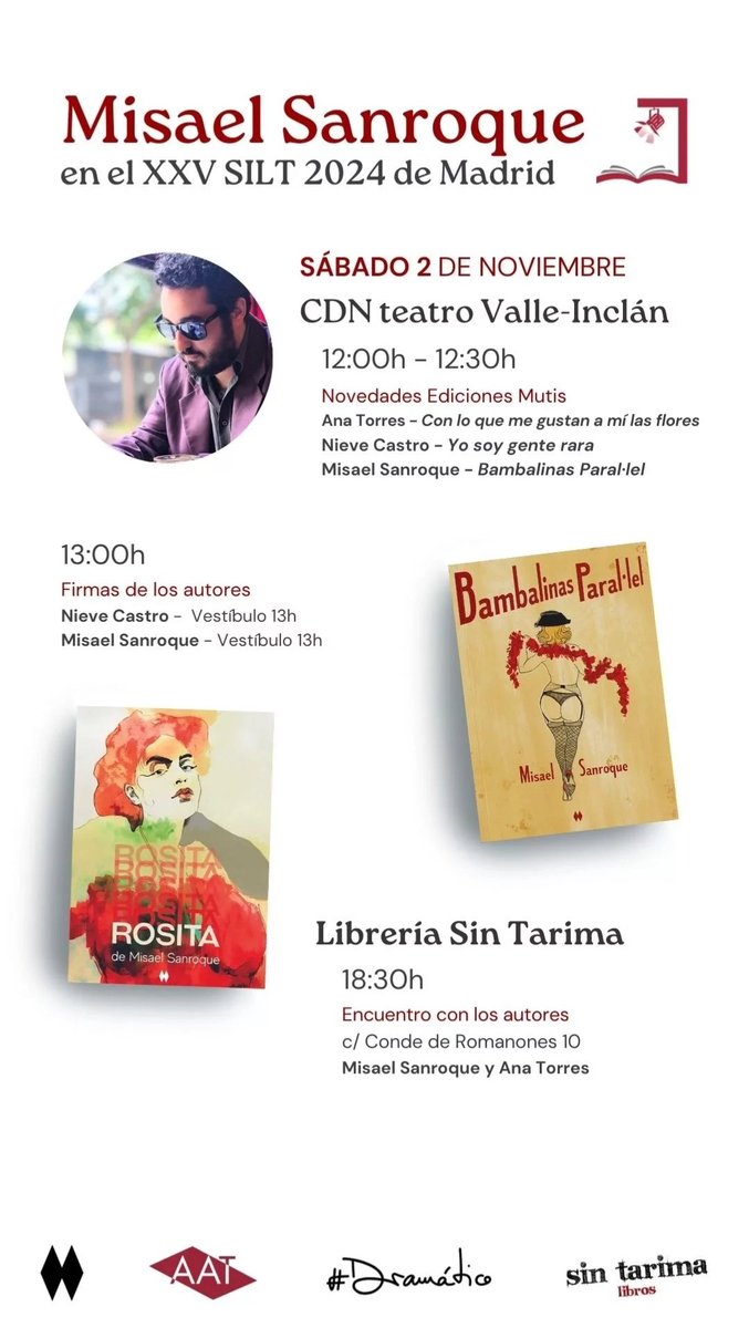 MisaelSanroque's tweet photo. Otro año más que participo en el SILT gracias a @EdicionesMutis  

Esta vez con la nueva edición de "Rosita" (que estamos ensayando en @LaRomanaTeatro) y con "Bambalinas Paral·lel".

¿Quién quiere tomar un café? https://t.co/quBabo1imd