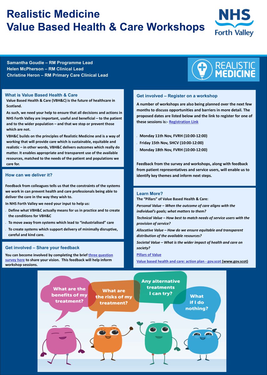 There are just 2 weeks left until our Realistic Medicine Value Based Health &amp; Care Workshops kick off in November (dates are in the attached flyer).   Please register here: tinyurl.com/3zw82996
<a href="/RealisticMed/">Realistic Medicine</a> #RealisticMedicine