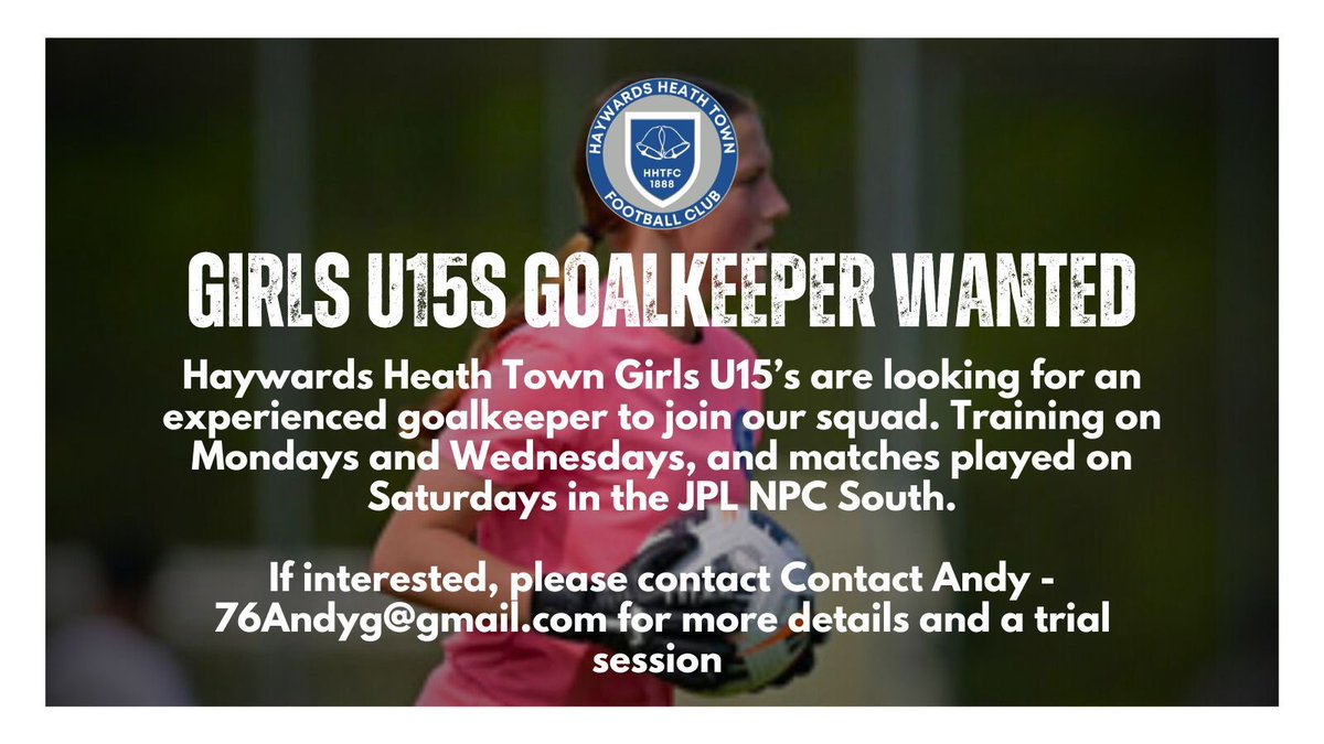 hhyouthfc's tweet photo. Currently looking for an U15 girls Goalkeeper 🧤⚽️ https://t.co/k0YDg24p7R