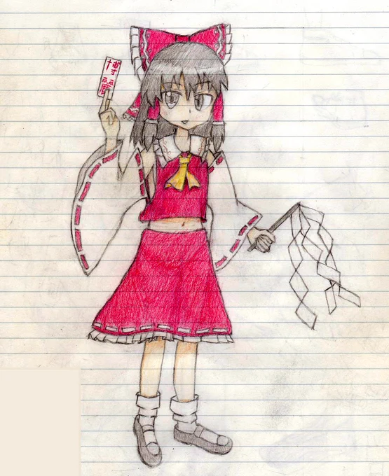 クイズ!リレットさんが初めて描いたこのアナログ霊夢 どれくらいの期間かけたと思う!?(回答はツリー参照)