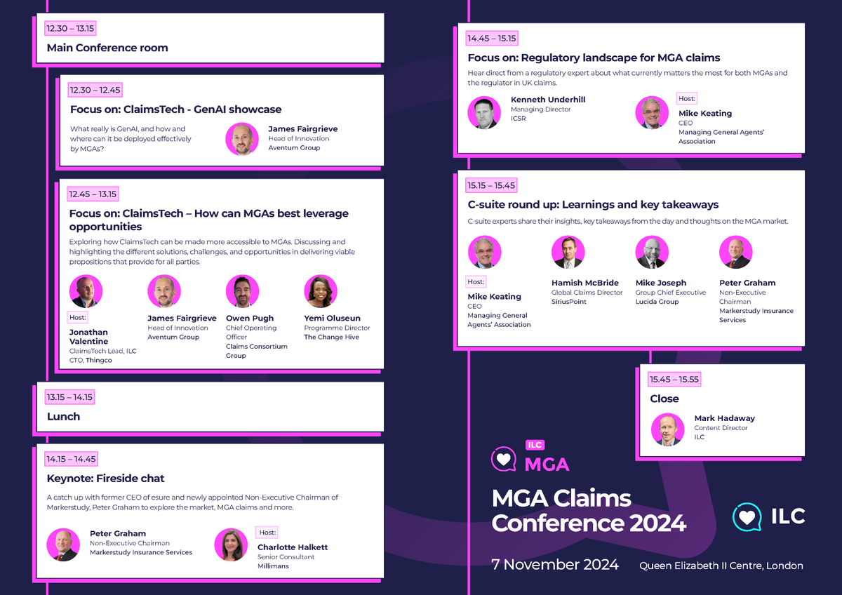 Join us on Thursday, 7 November for the ‘Building World-Class MGA Claims Solutions’ event, held in association with I Love Claims.

The agenda features insights from leading insurers and MGAs on best practices in claims handling.

Register today: eu1.hubs.ly/H0dm6Ys0..