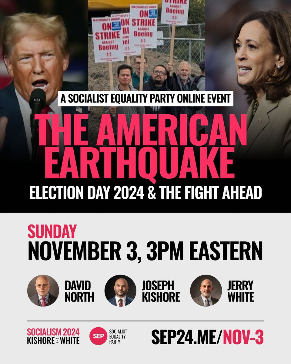 The 2024 elections have exposed an unprecedented political and social crisis in the United States. 

Whatever happens on Election Day, the American and international working class stand on the brink of a political earthquake. 

Join us Sunday at 3PM. REGISTER HERE