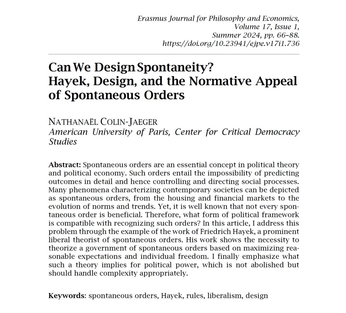 filip_lubinski's tweet image. Inspiring piece by @Jaeger_bombe  in the Erasmus Journal for Philosophy and Economics (Summer 2024):
ejpe.org/journal/articl…

#Complexity/#Design