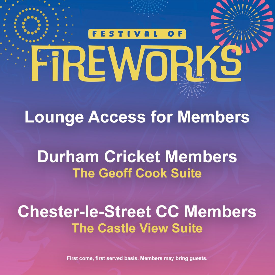 clscricketclub's tweet image. 🎆 Coming to our Festival of Fireworks on Saturday? 🧨 

🤩 Did you know that members of Chester-le-Street CC and Durham Cricket have exclusive lounge access? 

💫 Enjoy the show in extra comfort, don’t forget to bring your membership card!