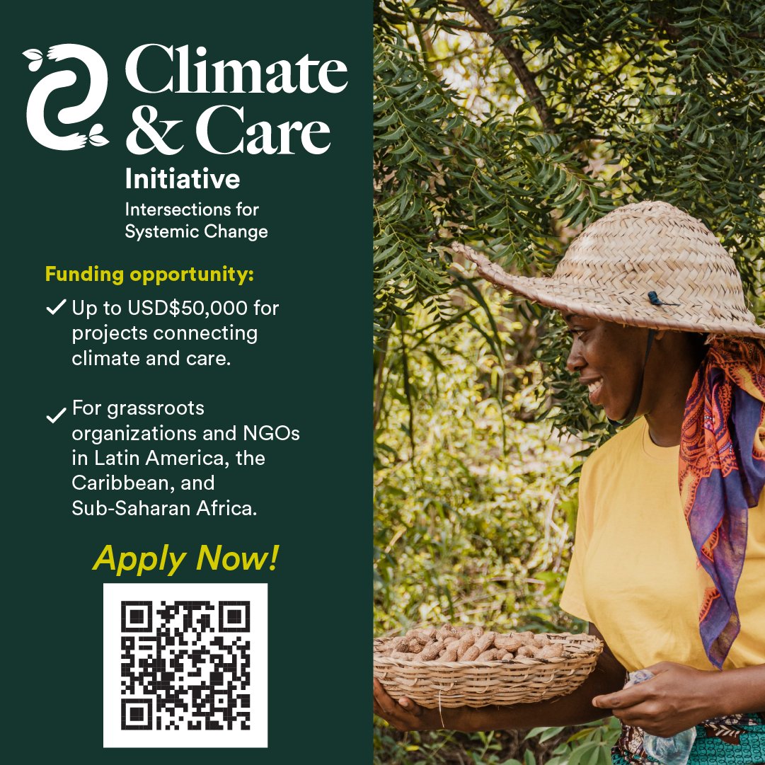Climate &amp; Care Initiative Fund

Are you leading a project that connects #ClimateAction with care work in #LatinAmerica, the #Caribbean, or Sub-Saharan Africa? 

📆 Deadline to apply: December 10, 2024
🔗 bit.ly/3YHrP4I

#ClimateCare #JustTransition #Ecofeminism