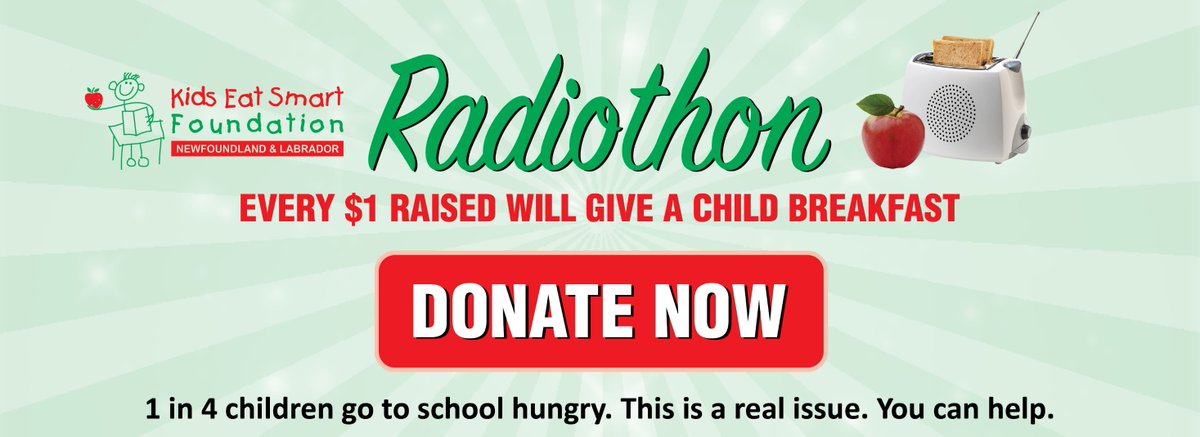 Kids Eat Smart is having a Radiothon October 30!

You can support our Breakfast Club by designating your gift to our school at kidseatsmart.ca or phone 1. 877.722.1996

Every $1 raised is a breakfast!