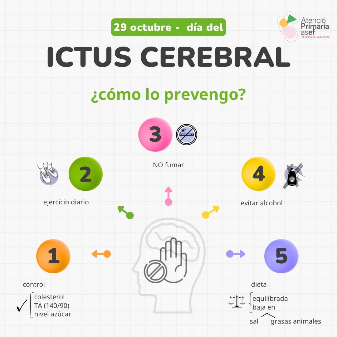 Hoy, día del ictus cerebral 🧠 

Su tratamiento precoz reduce las secuelas

ES UNA URGENCIA MÉDICA 🚑 
*Ganar tiempo es ganar cerebro*‼️

VIA CS CAN MISSES

<a href="/salutGOIB/">Conselleria de Salut</a>
<a href="/ibsalut/">Servei de Salut de les Illes Balears (IB-SALUT)</a>
<a href="/asef_ibsalut/">asef</a>

#primariaasef
#diadelictuscerebral
#saludaldia
