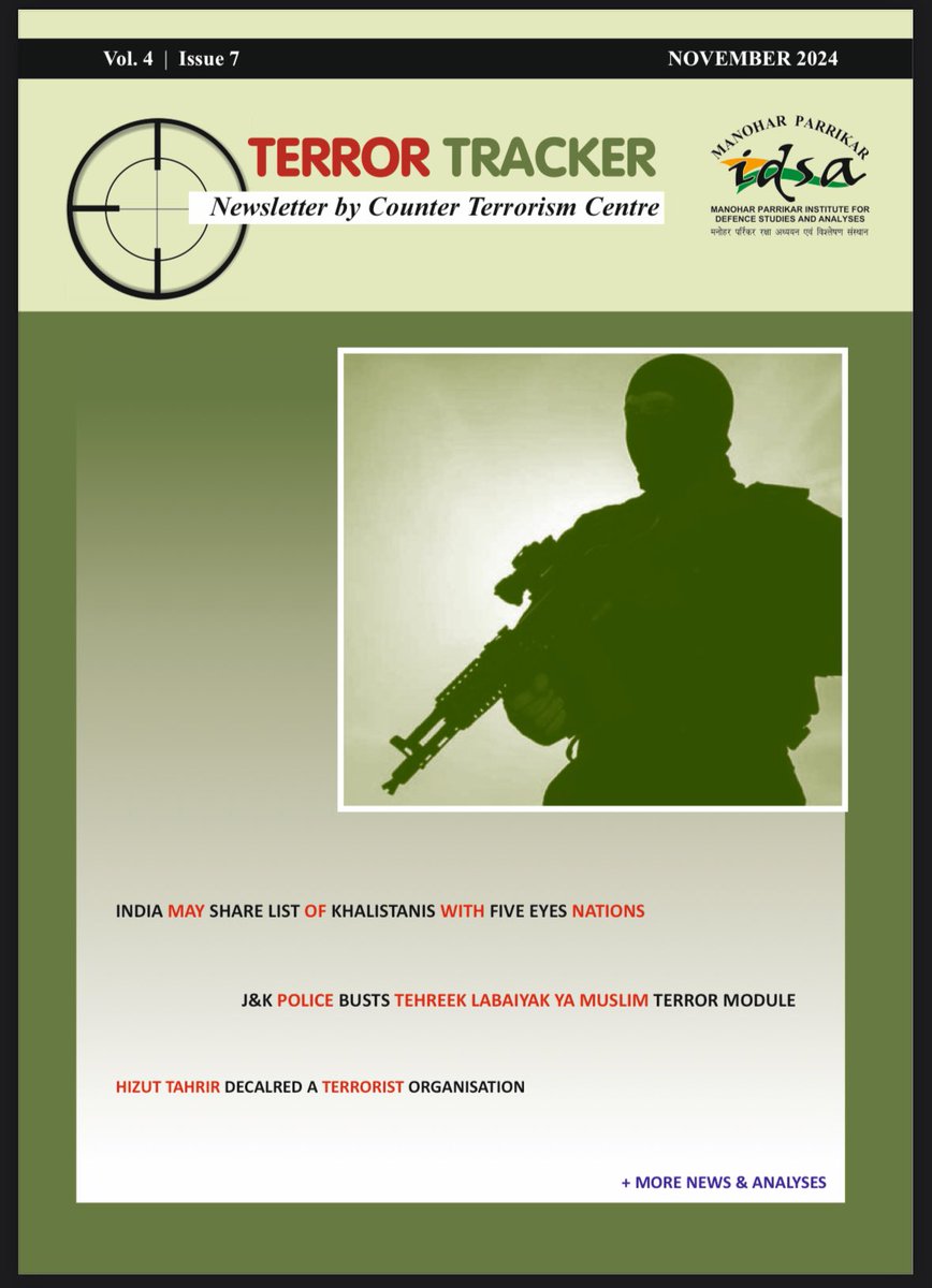 MP-IDSA TERROR TRACKER
CURRENT ISSUE | NOVEMBER 2024 is out 

idsa.in/terrortracker