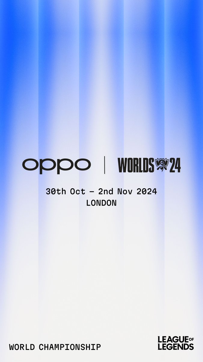 Ready to witness the ULTIMATE showdown? 

We're proud to be part of Worlds 24, and we’re giving YOU a shot at attending the grand final in London! 👑

✨ How to enter:
1️⃣ Comment with your favourite League of Legends Champion!
2️⃣ Retweet this post  

Good luck!