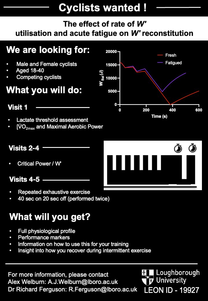 Alex James Welburn (@alex_welburn) on Twitter photo Now recruiting for my last PhD project. You’ll get some great insights into your physiology and cycling performance. Please RT and Share. 📧 a.j.welburn@lboro.ac.uk Now recruiting for my last PhD project. You’ll get some great insights into your physiology and cycling performance. Please RT and Share. 📧 a.j.welburn@lboro.ac.uk