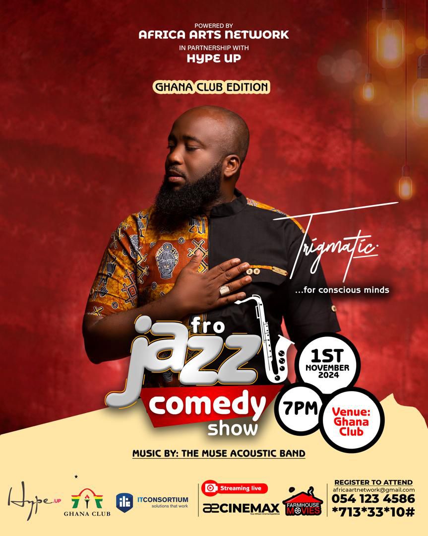 trigmaticrocks's tweet photo. My people! Meet me at the #GhanaClub ( https://t.co/gkq84NlDJS) tonight for the #AfroJazzComedyClub.
Follow @AfricaArtsNet or dial *713*33*10# to sign up and come through.
#TrigmaticLive #TrigmaticMusic https://t.co/ZMYKTCSKYI