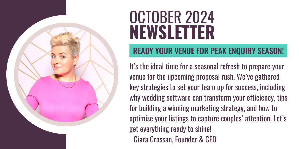 October Newsletter: Set up your wedding business for success this season 😍

It’s the ideal time for a seasonal refresh to prepare your wedding venue for the upcoming proposal rush. 

Take a look: mailchi.mp/weddingdates/o…

#CompanyNews #WeddingIndustry #TeamNews
