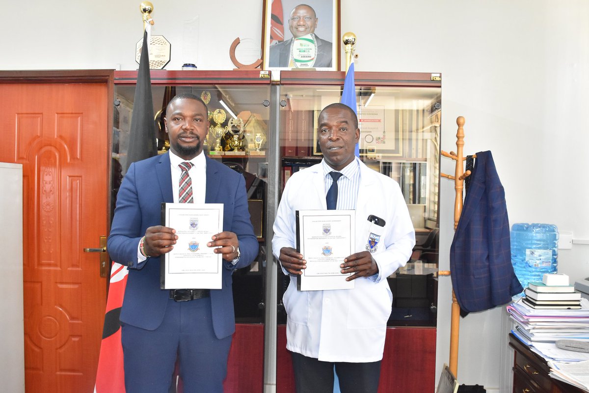 kmpdu's tweet photo. Kenya Medical Practitioners, Pharmacists, and Dentists Union (KMPDU) and Kenyatta National Hospital (KNH) have signed a Collective Bargaining Agreement (CBA) covering July 2021 to June 2025 to address longstanding issues for doctors at KNH, such as wages, training, &amp; employment. https://t.co/w9RAxbkcPc