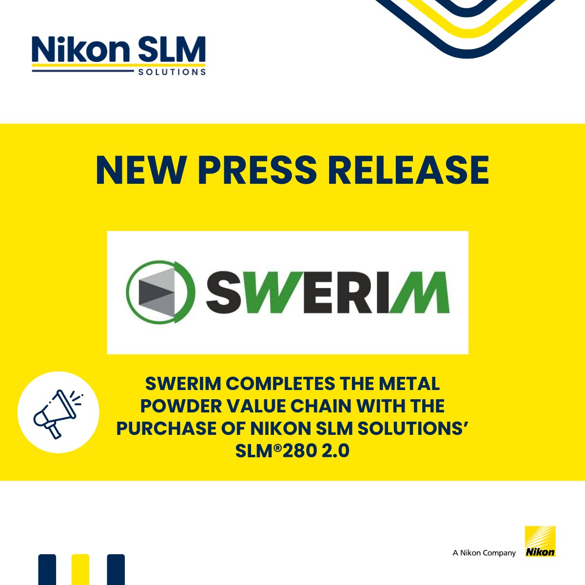 Swerim Completes the Metal Powder Value Chain with Nikon SLM Solutions — Swerim AB, a leader in metals research, has acquired our SLM®280 2.0, marking a major step in their mission to provide complete, in-house metal powder solutions. lnkd.in/emFzBUFF