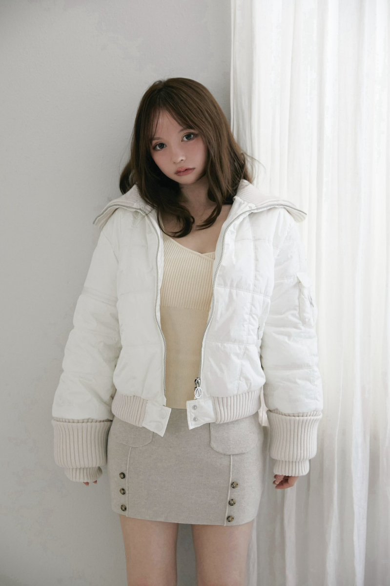 Mary quilting jacket color white/white×beige/black ¥22000-tax in