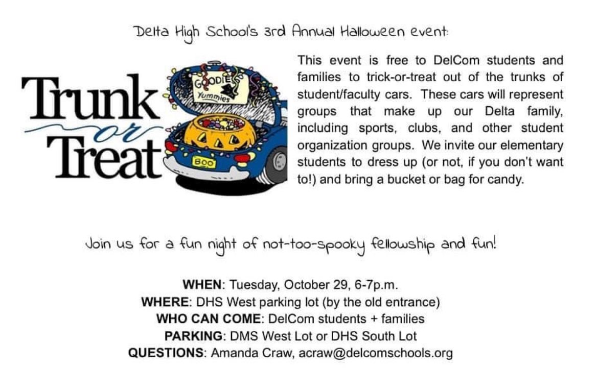 Come see us at the Trunk or Treat tonight!