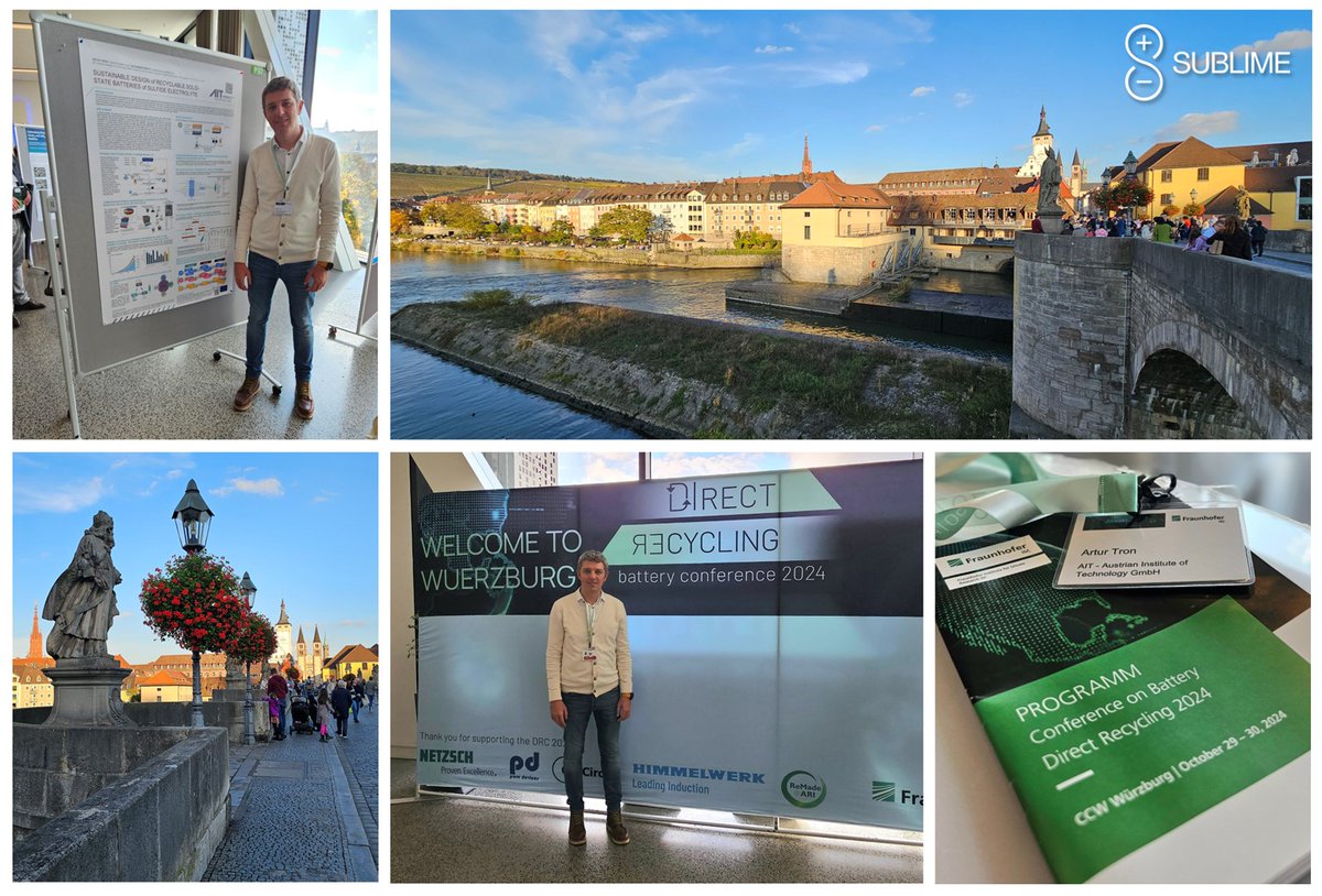 sublime_project's tweet image. @ArturTron from @AITtomorrow2day will be presenting SUBLIME recycling poster at Conference on Battery Direct Recycling 2024, 29-30 October in Wuerzburg 🇩🇪 - “Sustainable Design of Recyclable Solid-State Batteries of Sulfide Electrolyte” sublime-project.eu

#SUBLIME #drc2024