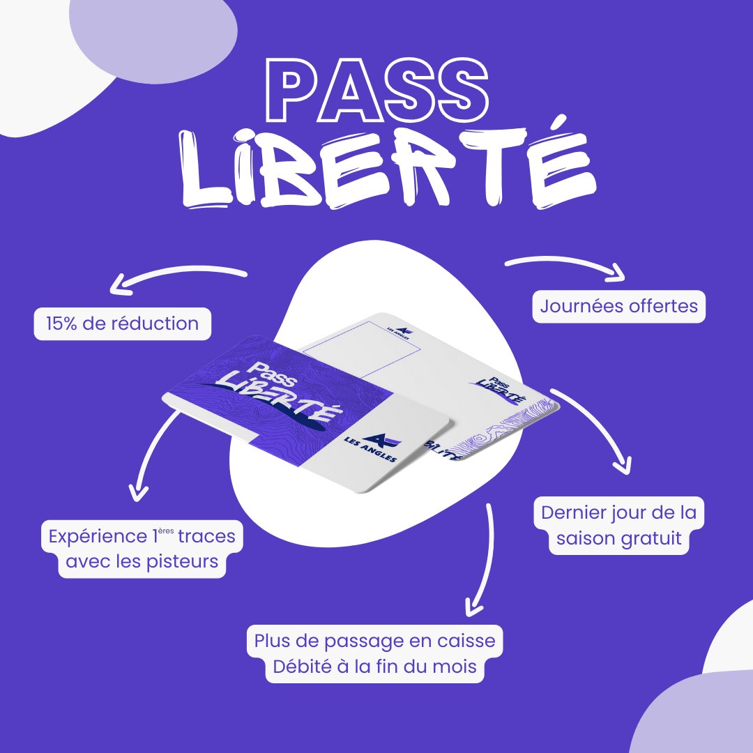 N'attendez plus ! Faites partie des privilégiés avec le Pass Liberté : réductions, journées offertes, avantages exclusifs et bien plus ! 🏔️⛷️

➡️ Adhérez au pass nominatif pour 10€ : pass-liberte.lesangles.com